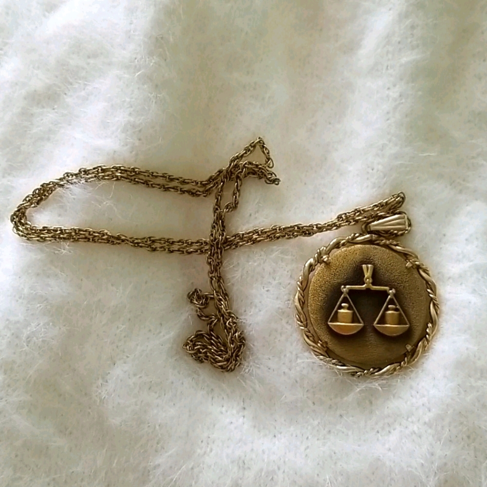 Vintage 1960's Anson Pewter Zodiac Necklace